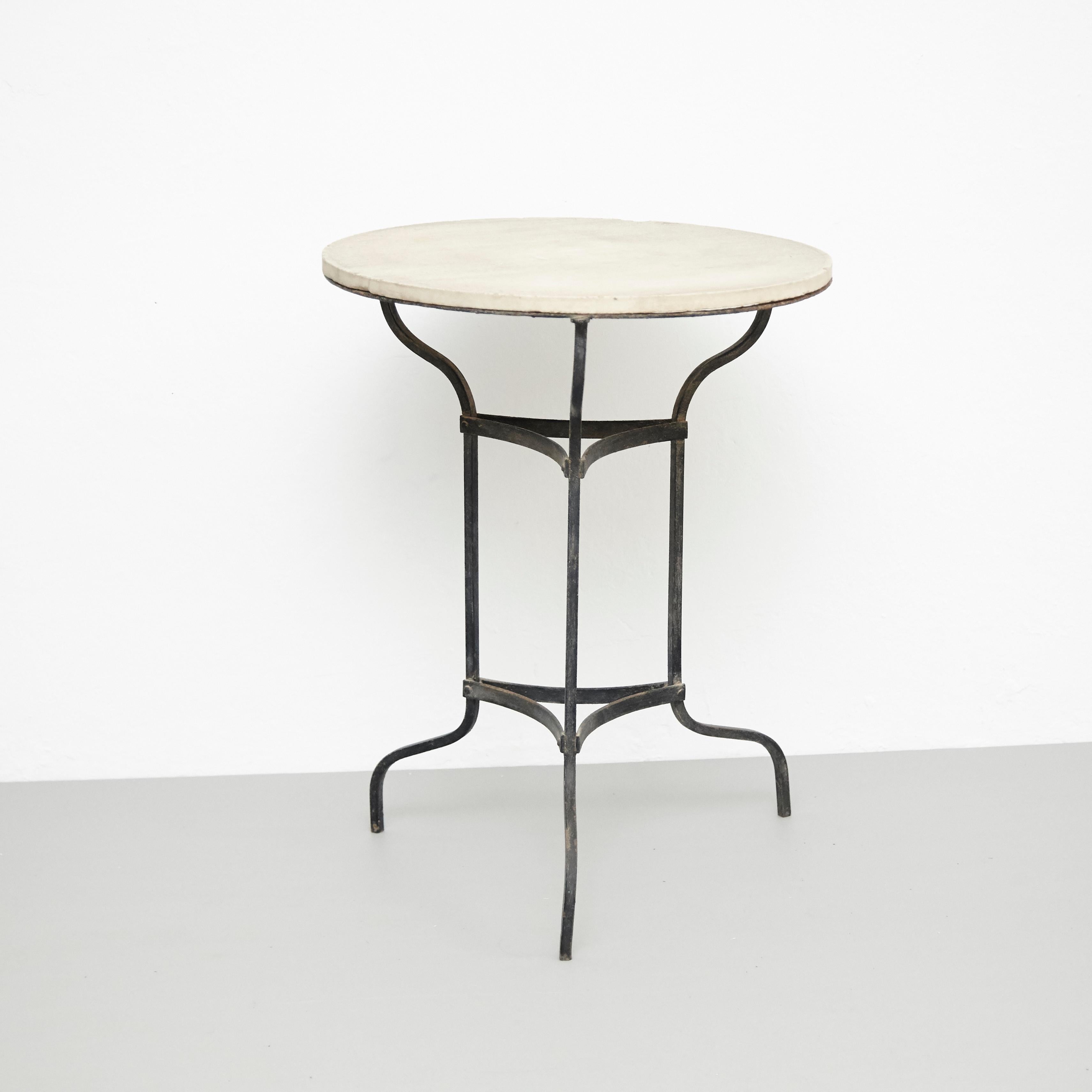 Early 20th Century 1920s Bistrot Metal and Marble French Table