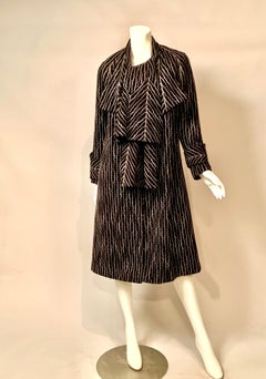 1920's Black and White Wool Coat with Attached Scarf
