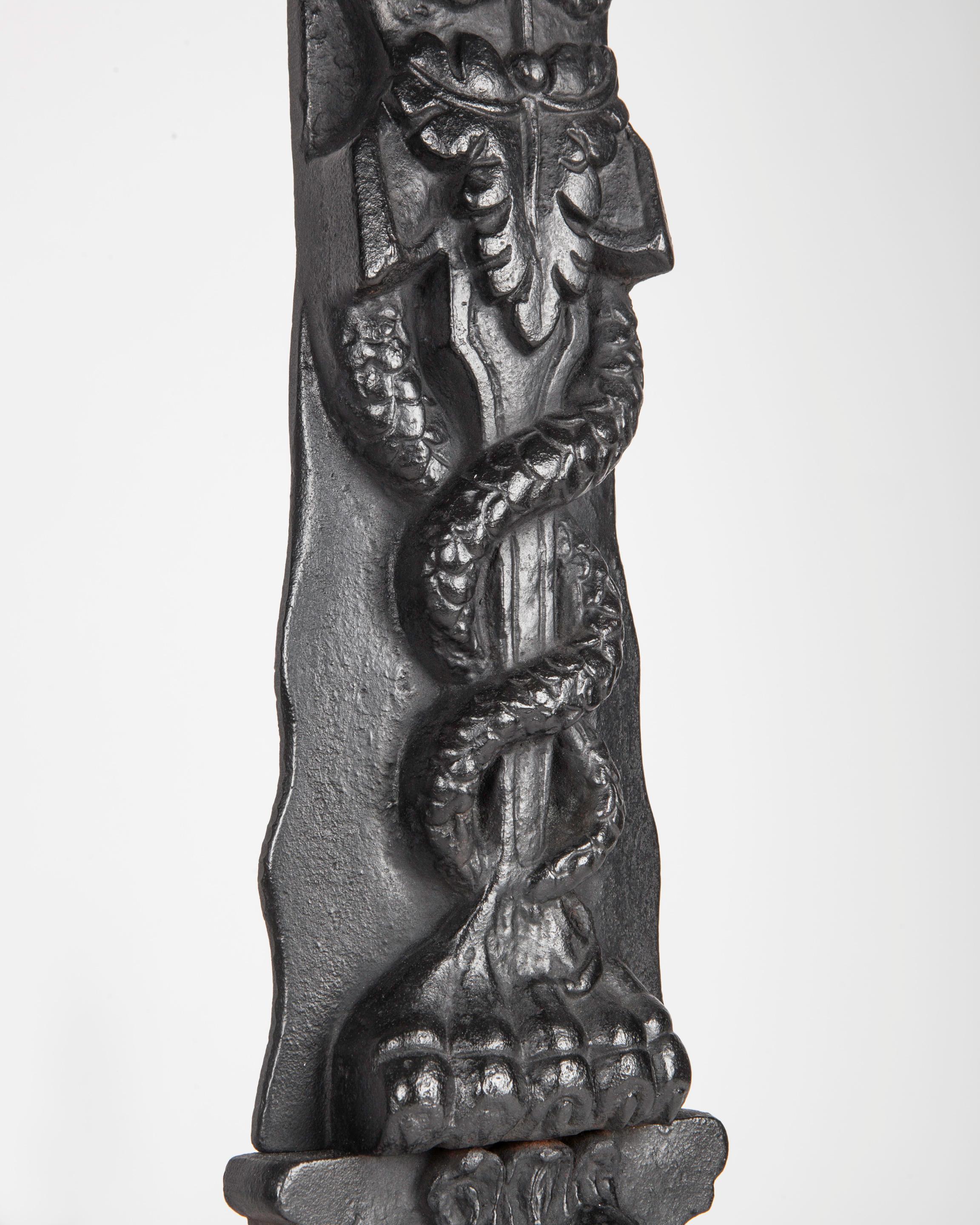 american cast iron black folk art andirons c1850