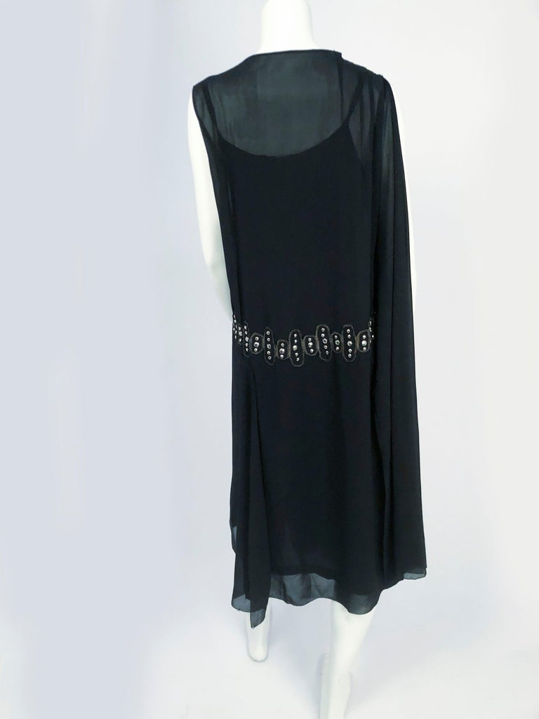 1920s Black Drop-waist Dress With Beading and Drape Accents at 1stDibs