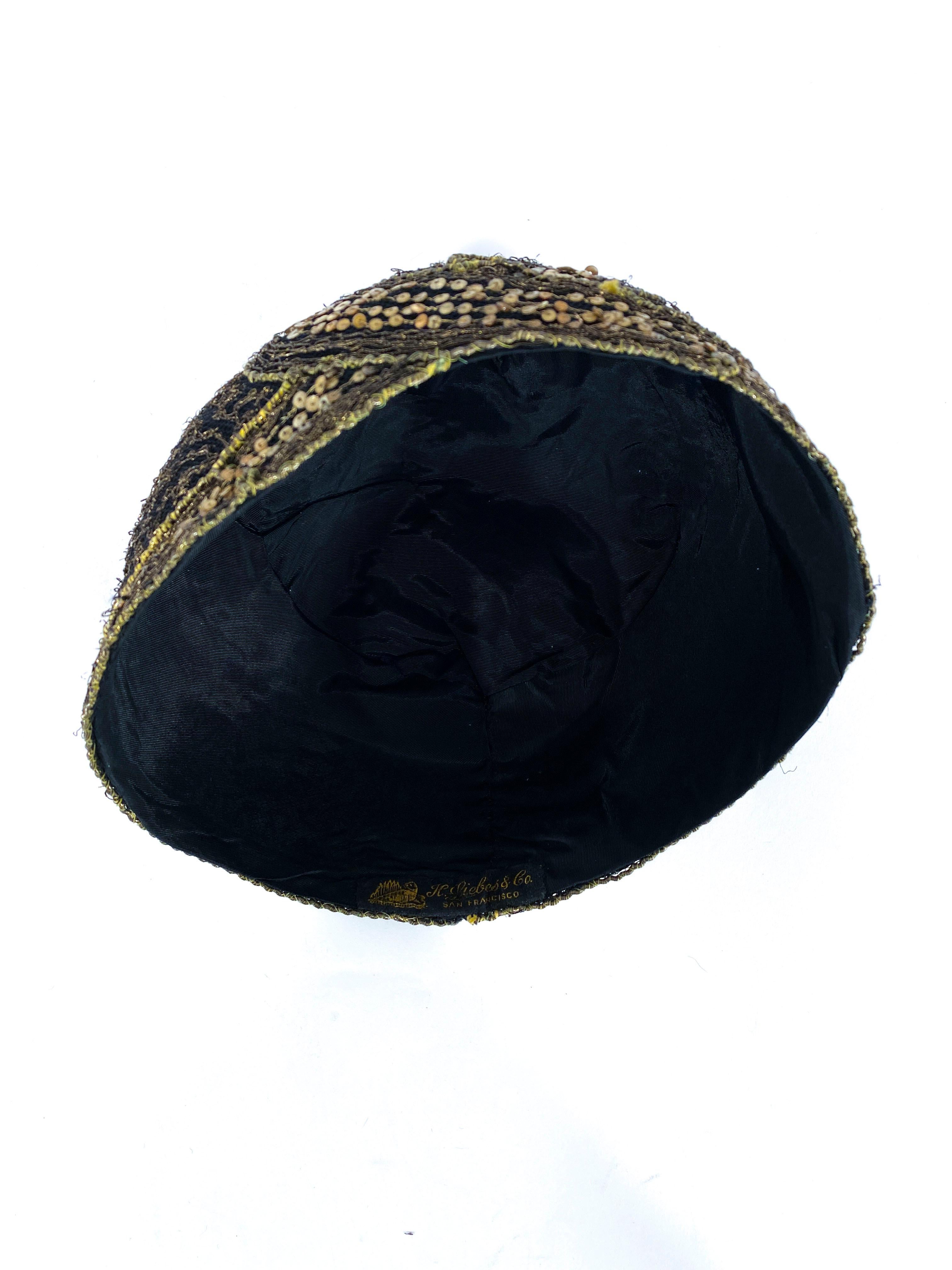 1920s Black Evening Cap with Lamé and Sequin 2