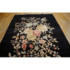 Black Floral Antique Chinese Art Deco Carpet By Nichols Workshop Rug 5'9" x 8'6"