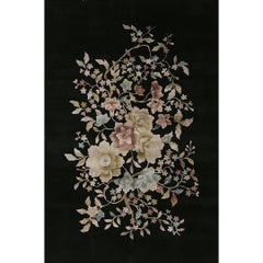 Black Floral Antique Chinese Art Deco Carpet By Nichols Workshop Rug 5'9" x 8'6"
