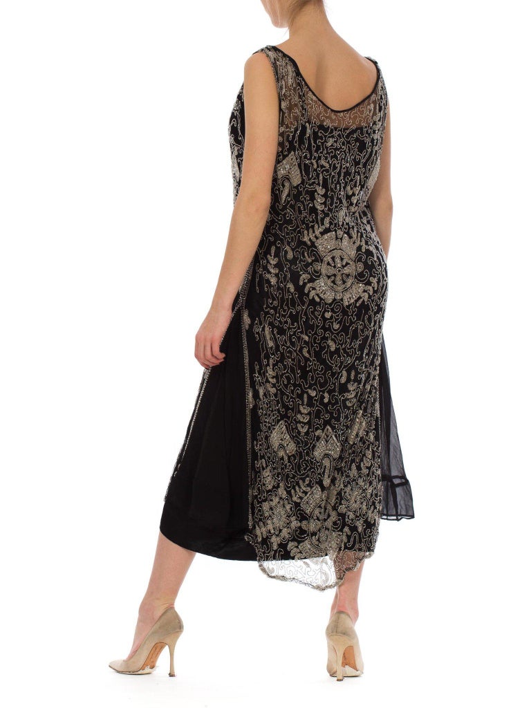 1920S Black Beaded Net Flapper Cocktail Dress With Silk Slip For Sale at  1stDibs | beaded net dress, 1920s satin slip dress, jcpenney flapper dress