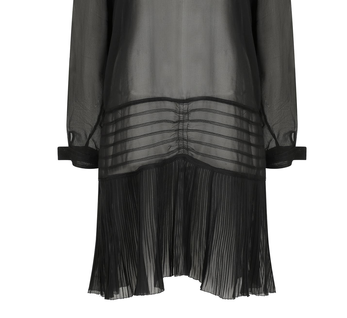 Schwarzes Georgette-Flapper-Kleid aus den 1920er Jahren im Angebot 2
