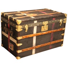 Antique 1920s Black Moynat Steamer Trunk