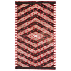 1920s Black-Orange Geometric Antique Navajo Rio Grande Rug 4
6" x 7
8" Carpet