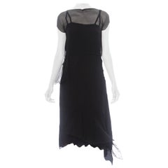 1920S Black Sheer Silk Chiffon Layered Dress