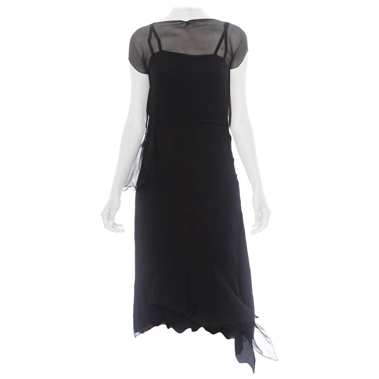 sachin and babi light blue dress Vintage 1960s Black Chiffon Tiered Skirt Cocktail Dress main image 0