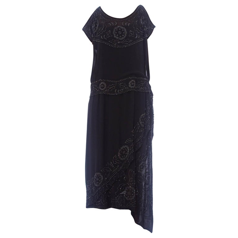 sachin and babi light blue dress 1920's Black Satin Flapper Evening Dress main image 1