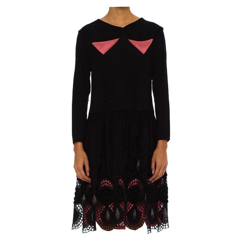 knee length dresses for ladies 1920s Mocha Chiffon and Lace Vintage Flapper Dress with Vibrant Floral