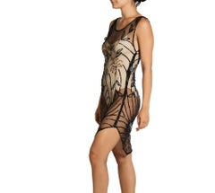 1920S Black Silk Net Sheer With Sequins Cocktail Dress