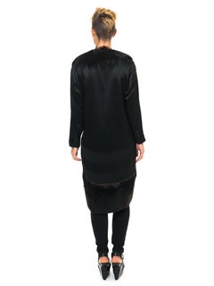 1920S Black Silk Satin  Coat Trimmed In Shaggy Fur