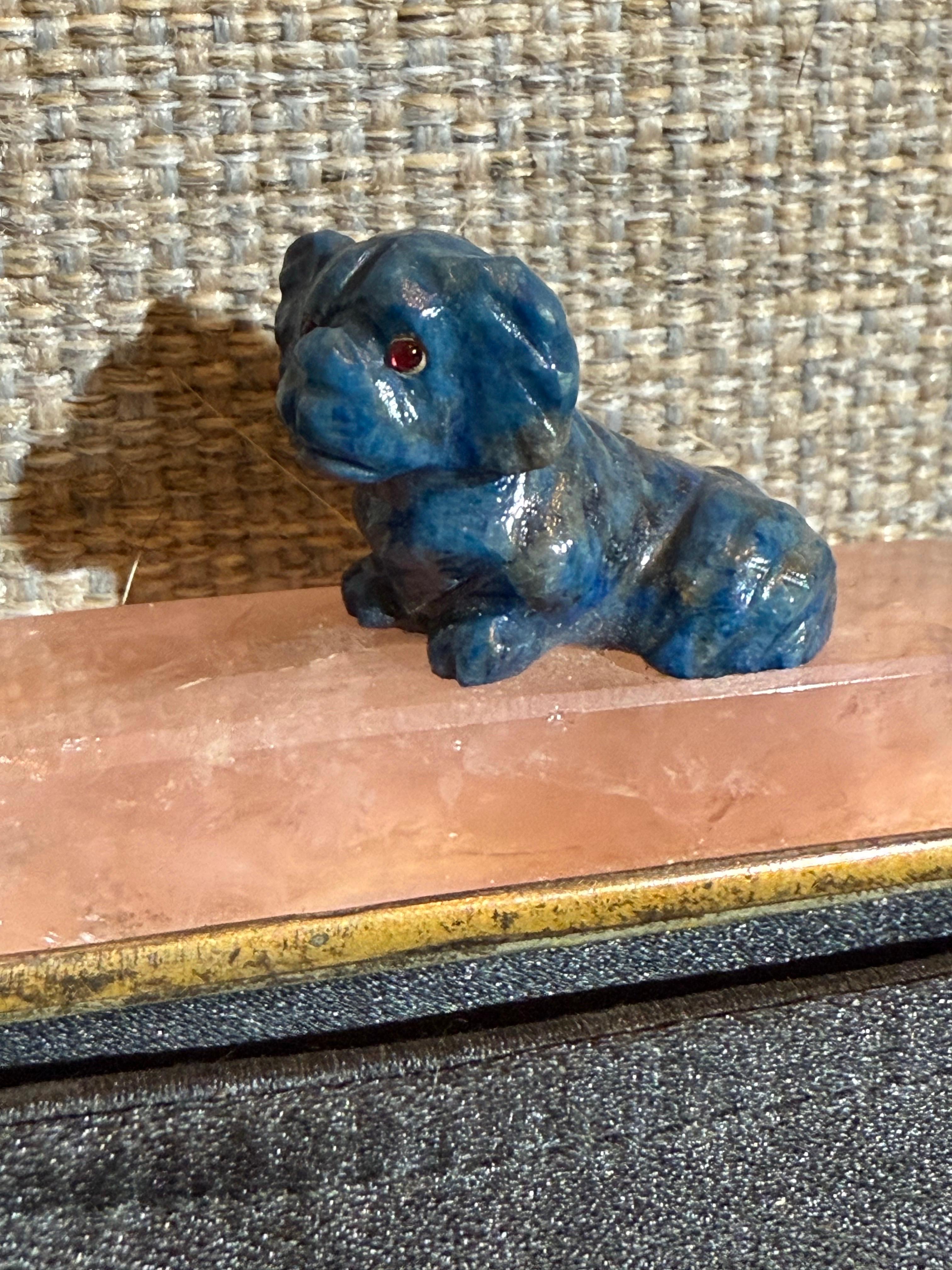 1920er Jahre Schwarz Seide Satin Abend Umschlag Handtasche mit großem rosa Quarz & Hund Damen im Angebot