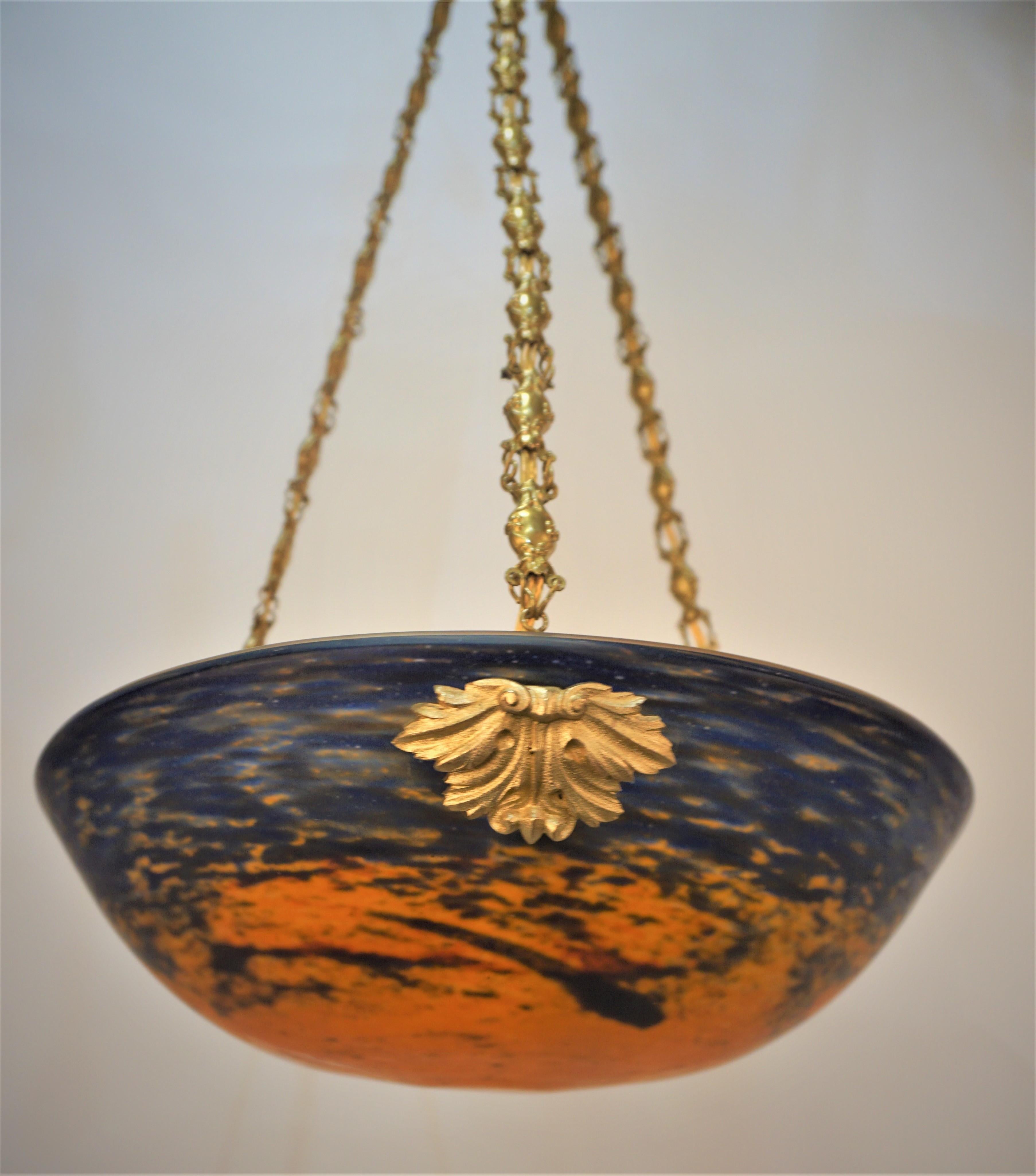1920's Blown Art Glass chandelier  For Sale 5
