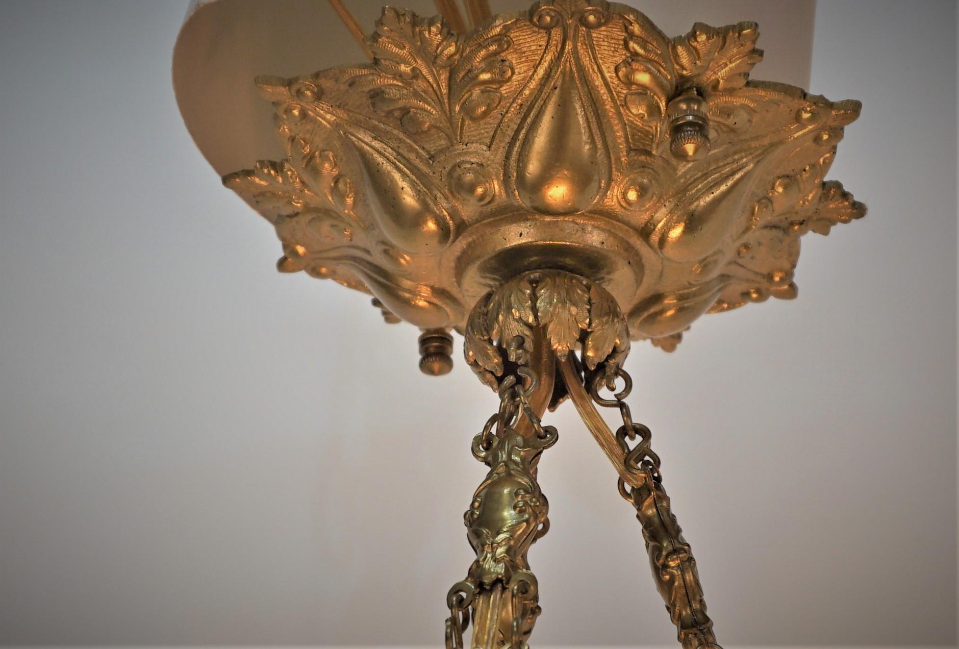 1920's Blown Art Glass chandelier  In Good Condition For Sale In Fairfax, VA