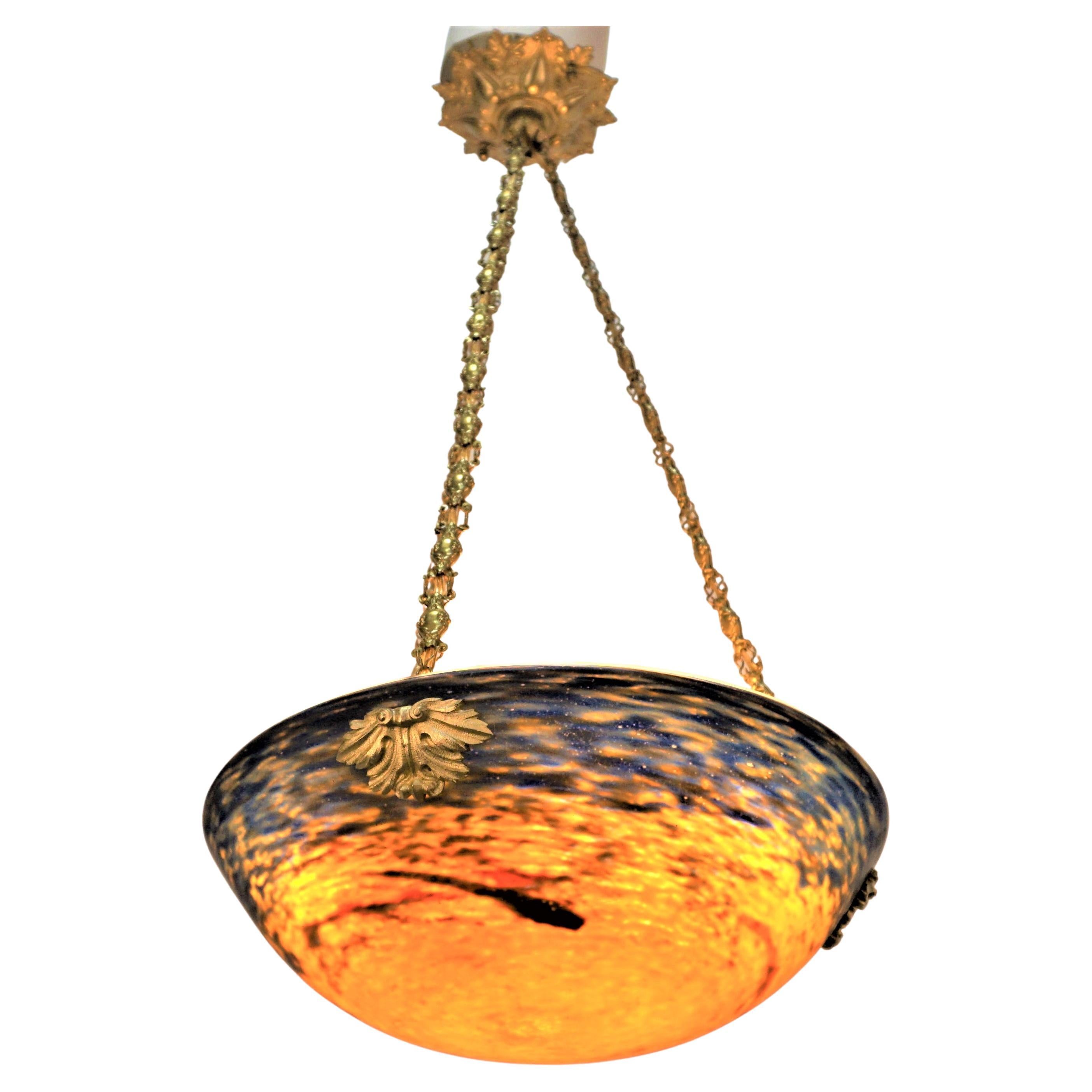 1920's Blown Art Glass chandelier  For Sale