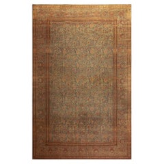 1920s Blue Navy Classic Floral Shah Abbas Antique Handknotted Wool Kashan Rug