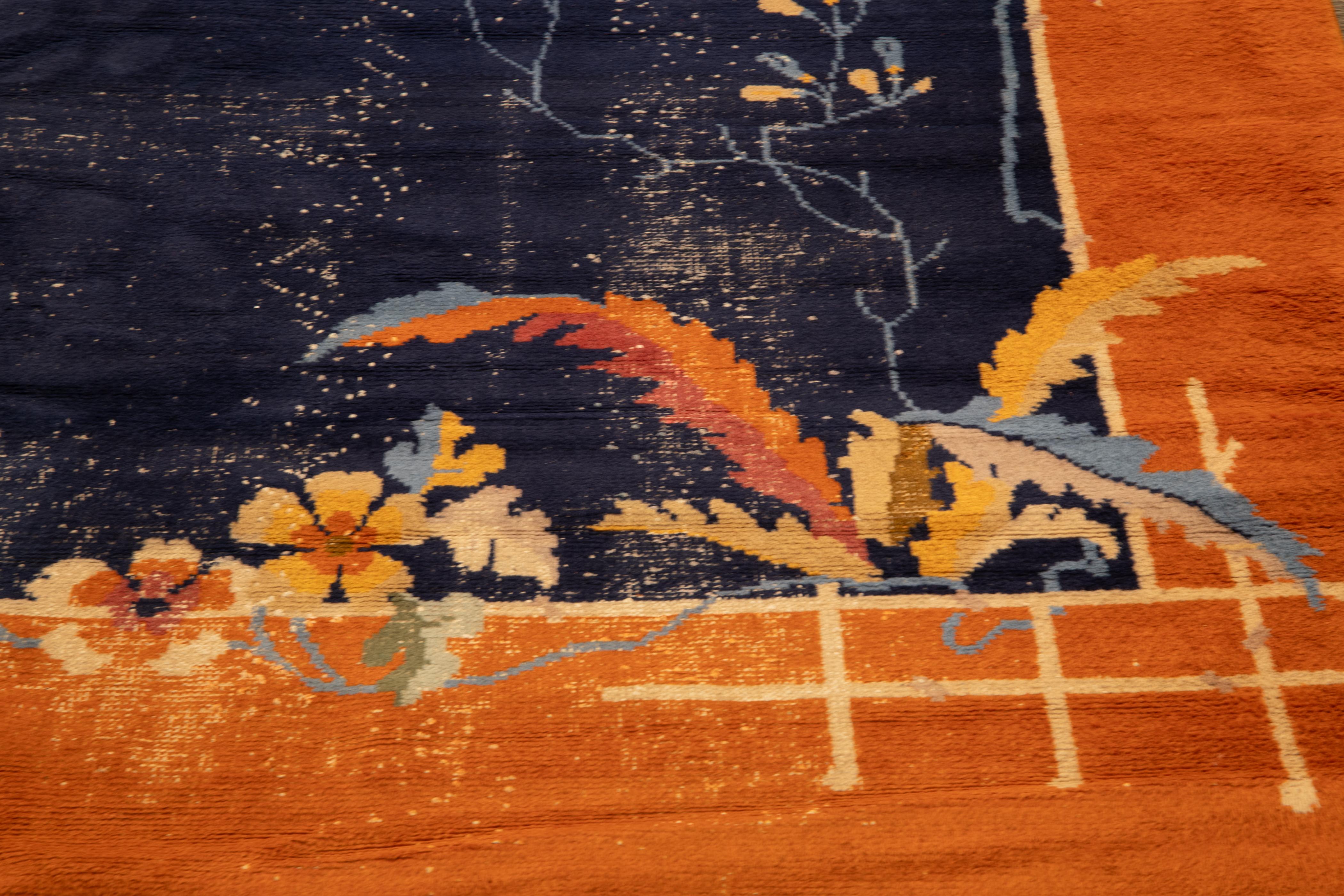 20th Century 1920s Blue Nichols Art Deco Rug 14'8'' x 8'10'' For Sale