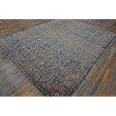 1920s Blue Room Size Herati Pattern Antique Moud Khorasan Knotted Wool Area Rug