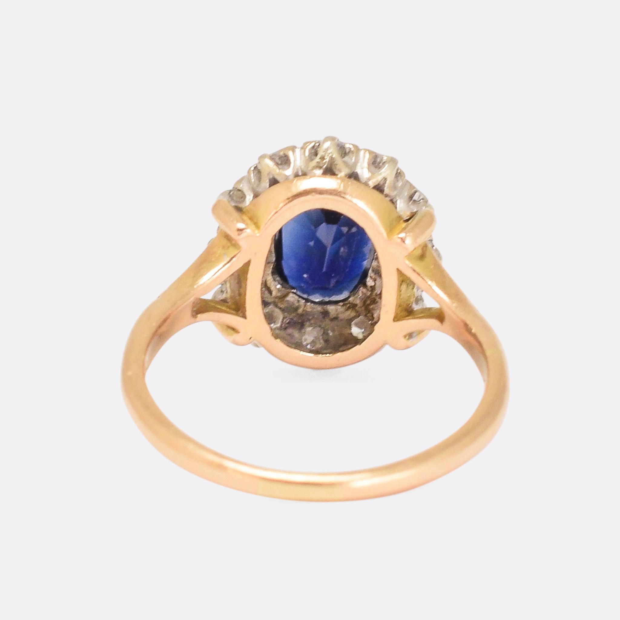 Art Deco 1920s Blue Sapphire Diamond Engagement Ring