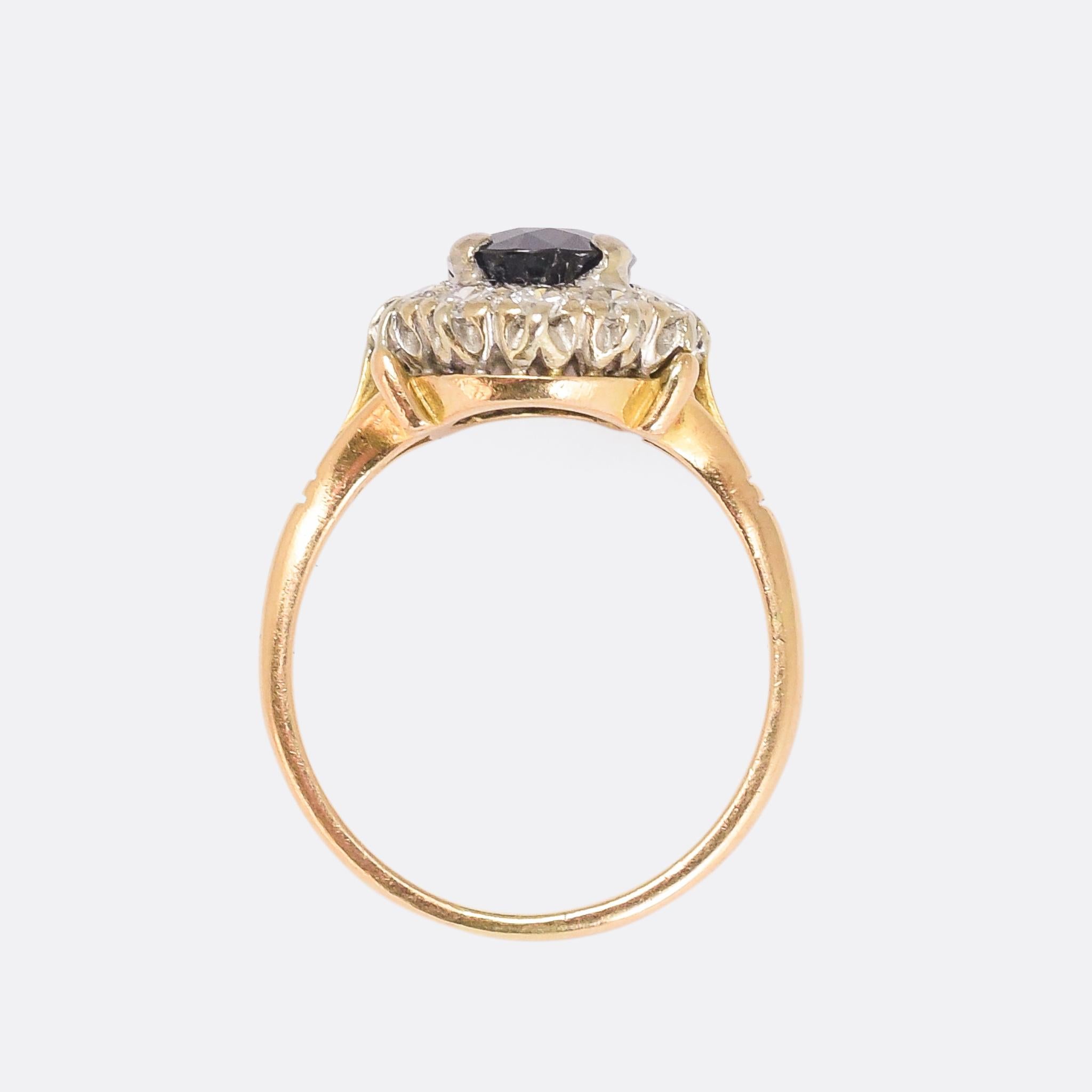 Women's 1920s Blue Sapphire Diamond Engagement Ring