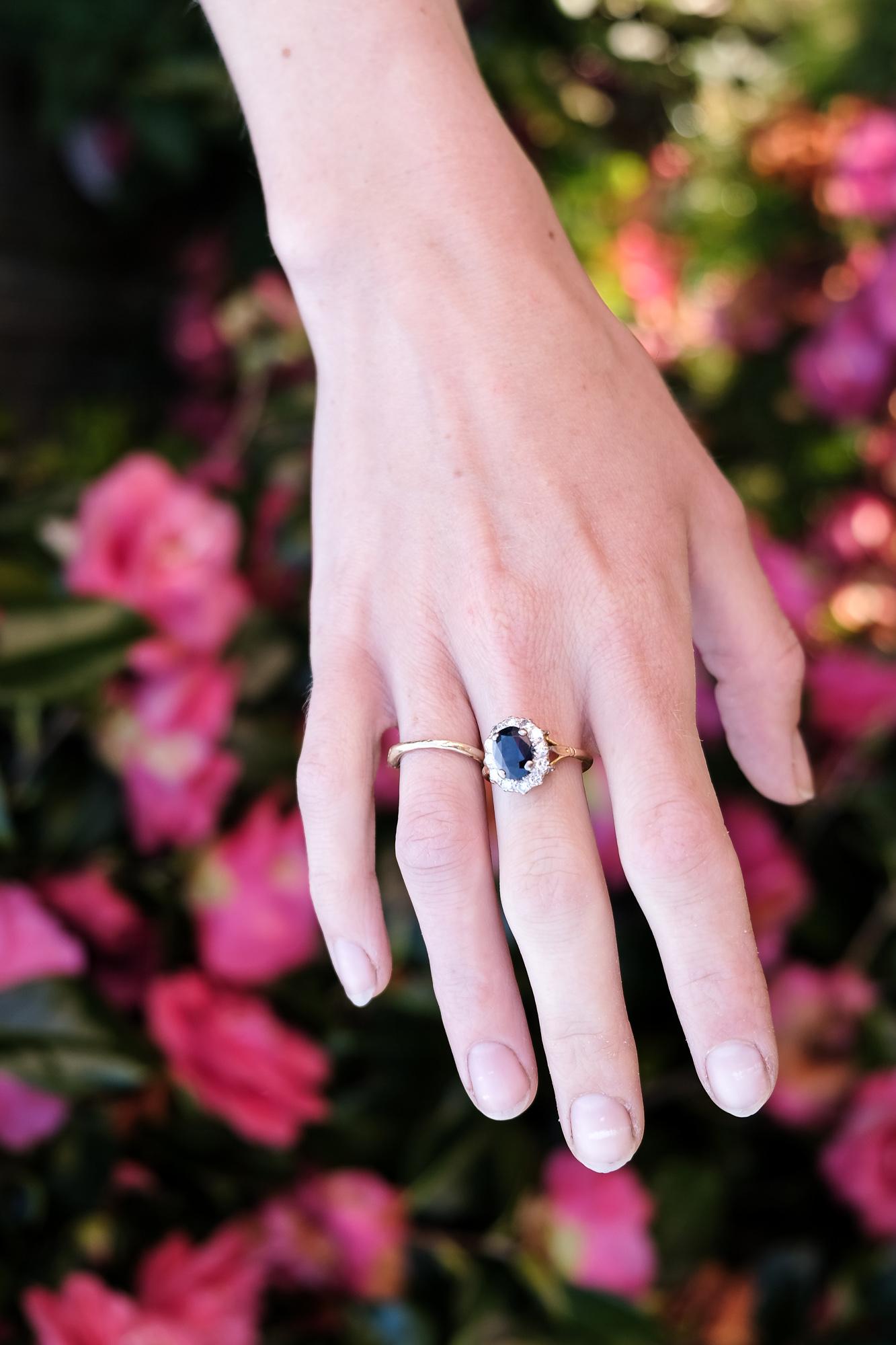 1920s Blue Sapphire Diamond Engagement Ring 1