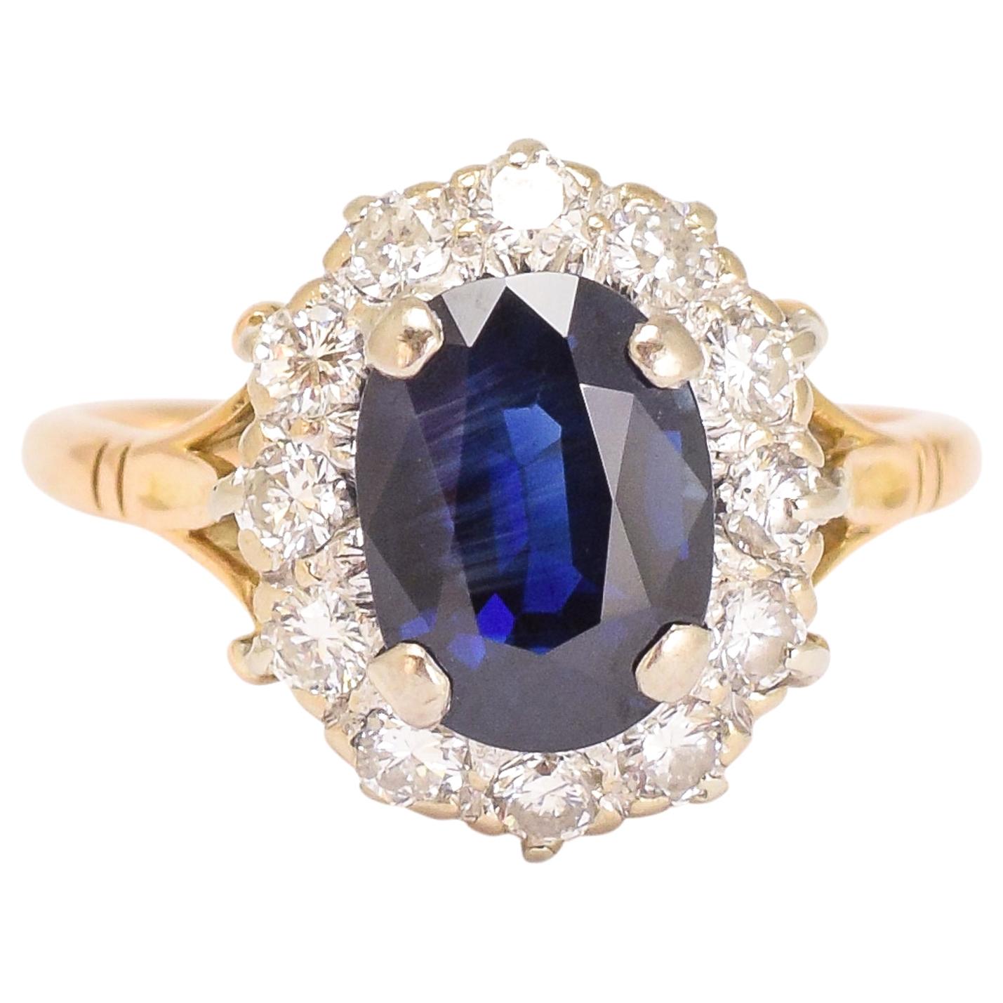 1920s Blue Sapphire Diamond Engagement Ring