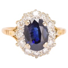 Antique 1920s Blue Sapphire Diamond Engagement Ring