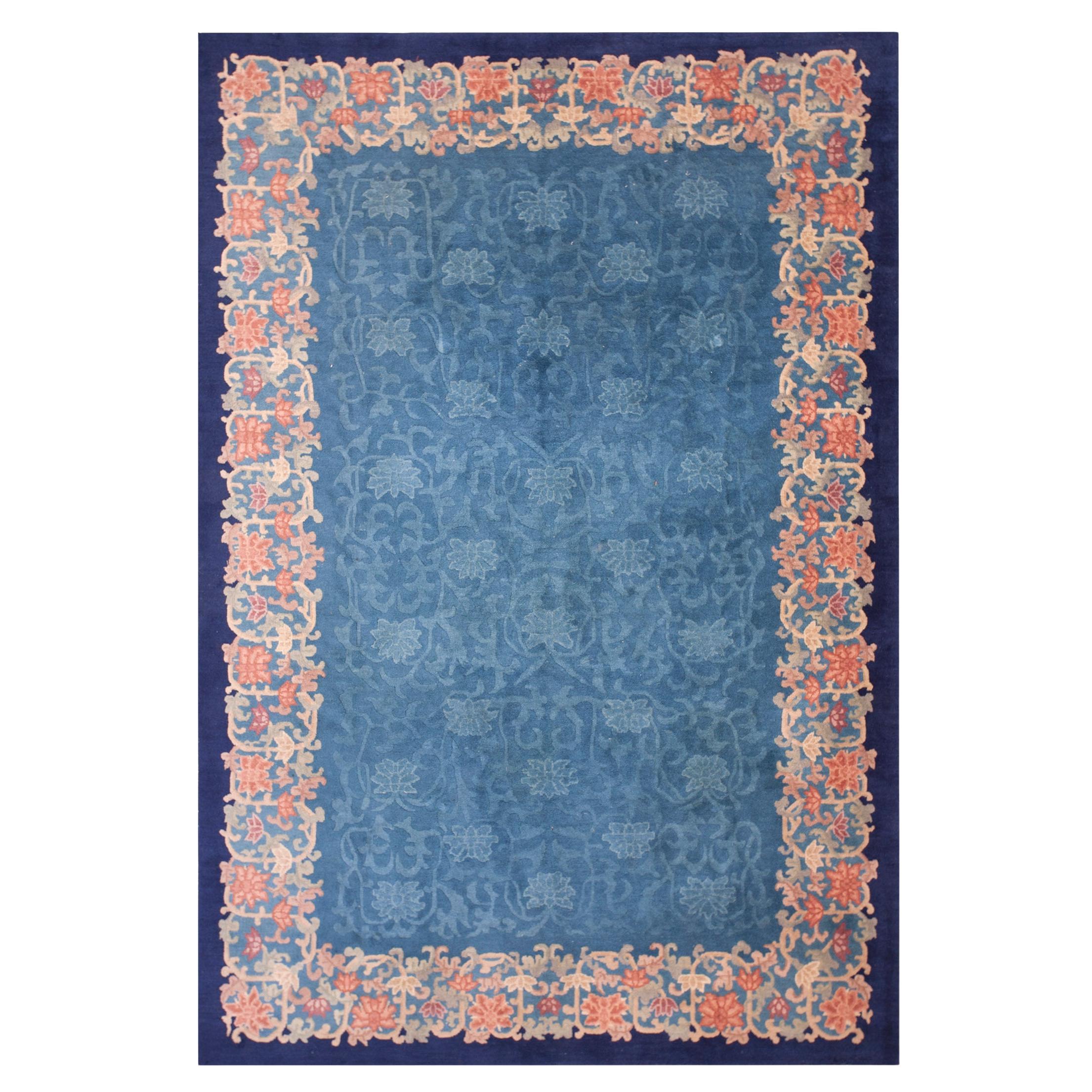 1920s Blue Tonal Allover-Floral Antique Chinese Peking Rug 6
 x 8
10" Carpet