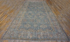1920s Blue Traditional Formal Antique Persian Kerman Rug By OCM 8'x17'6" Carpet