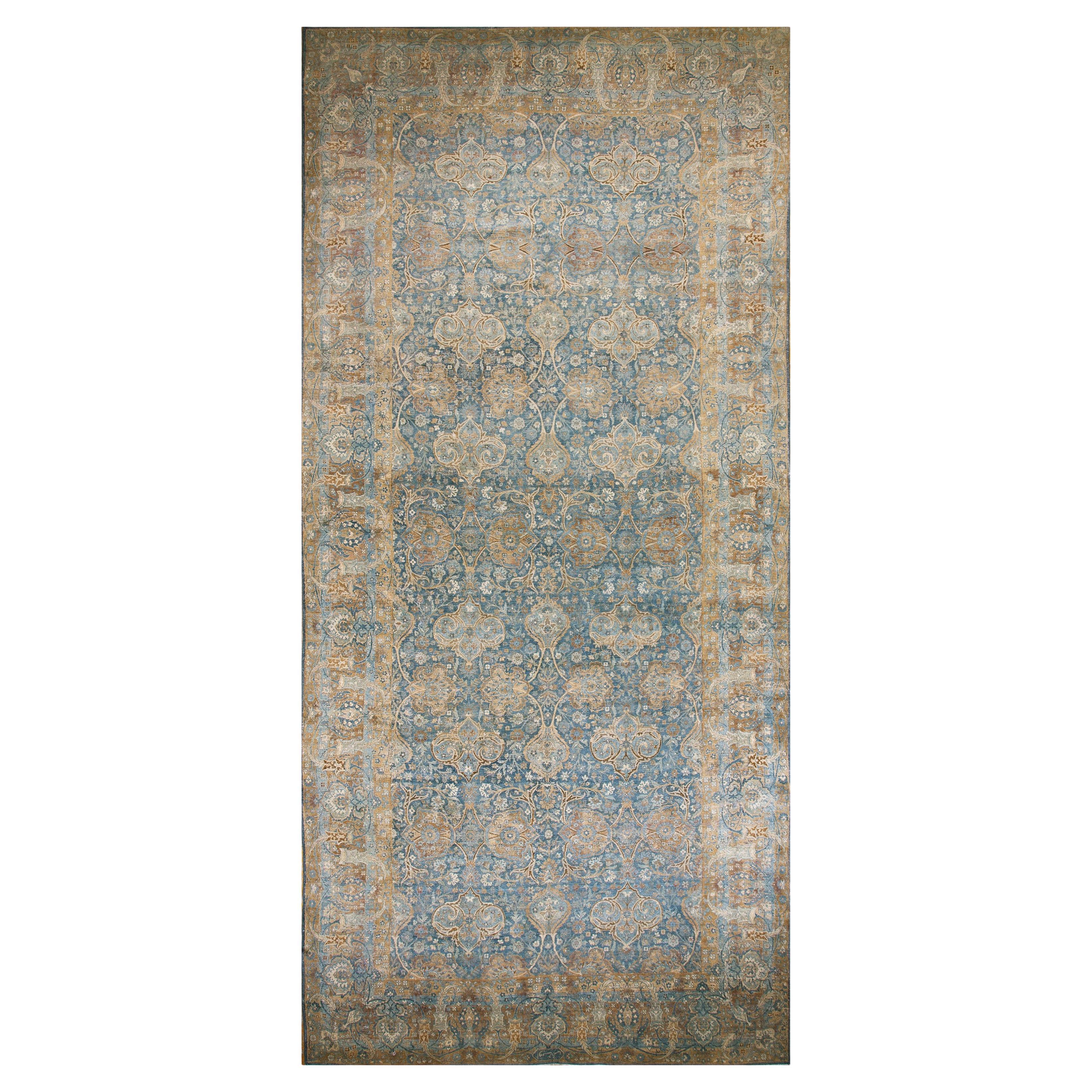 1920s Blue Traditional Formal Antique Persian Kerman Rug By OCM 8
x17
6" Carpet For Sale