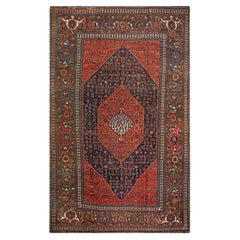 Rugs On Net Large Red & Blue Antique Tribal Medallion Persian Bidjar Rug Carpet