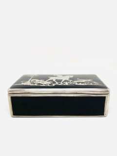 1920s Bohemian Sterling Silver and Glass Decorative Jewelry Box