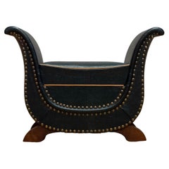 1920s Bottle Green Sewing Box / Foot Stool By Otto Schulz for Boet Sweden