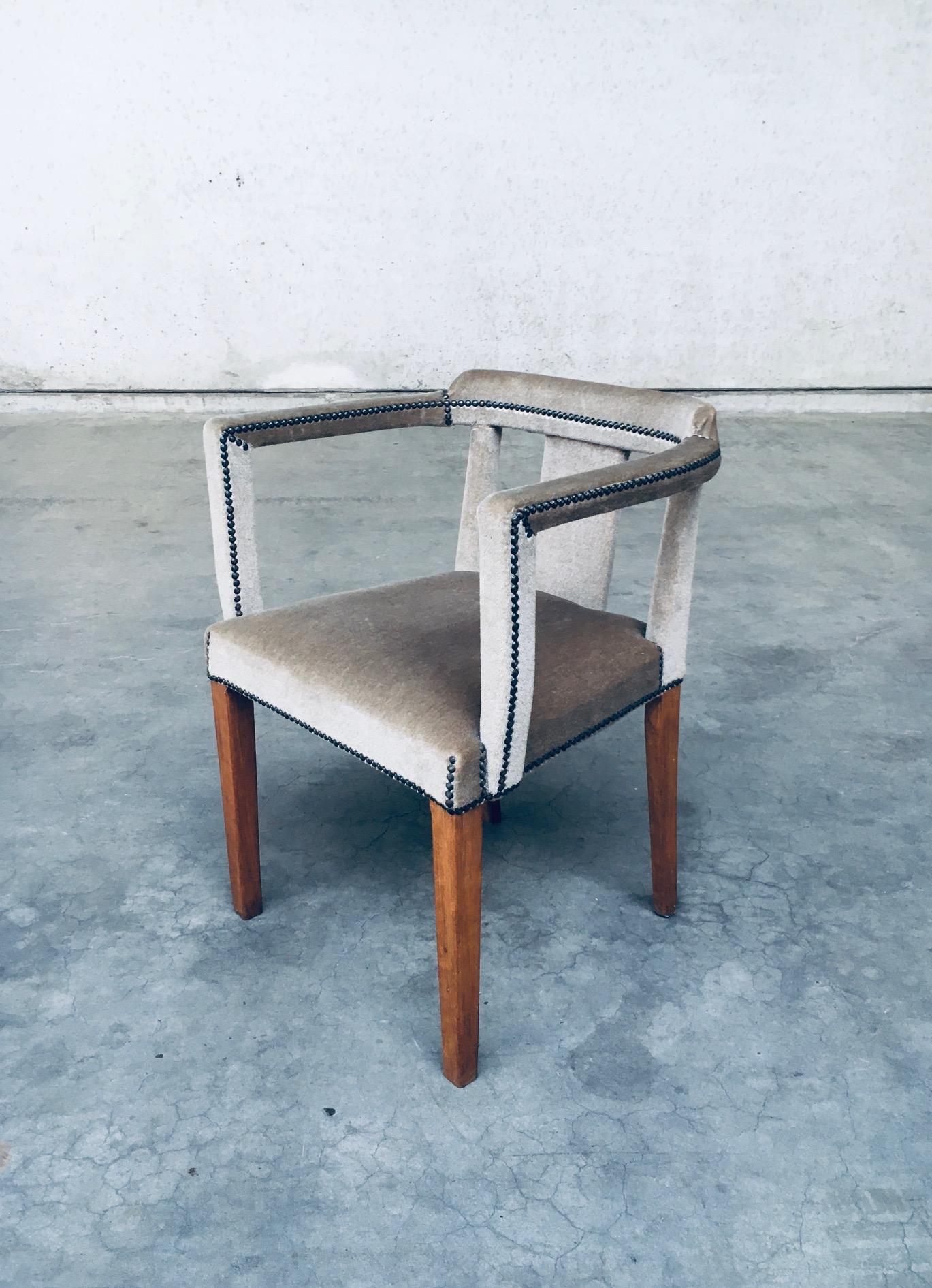 Swedish 1920's Boudoir Velvet Side Arm Chair For Sale