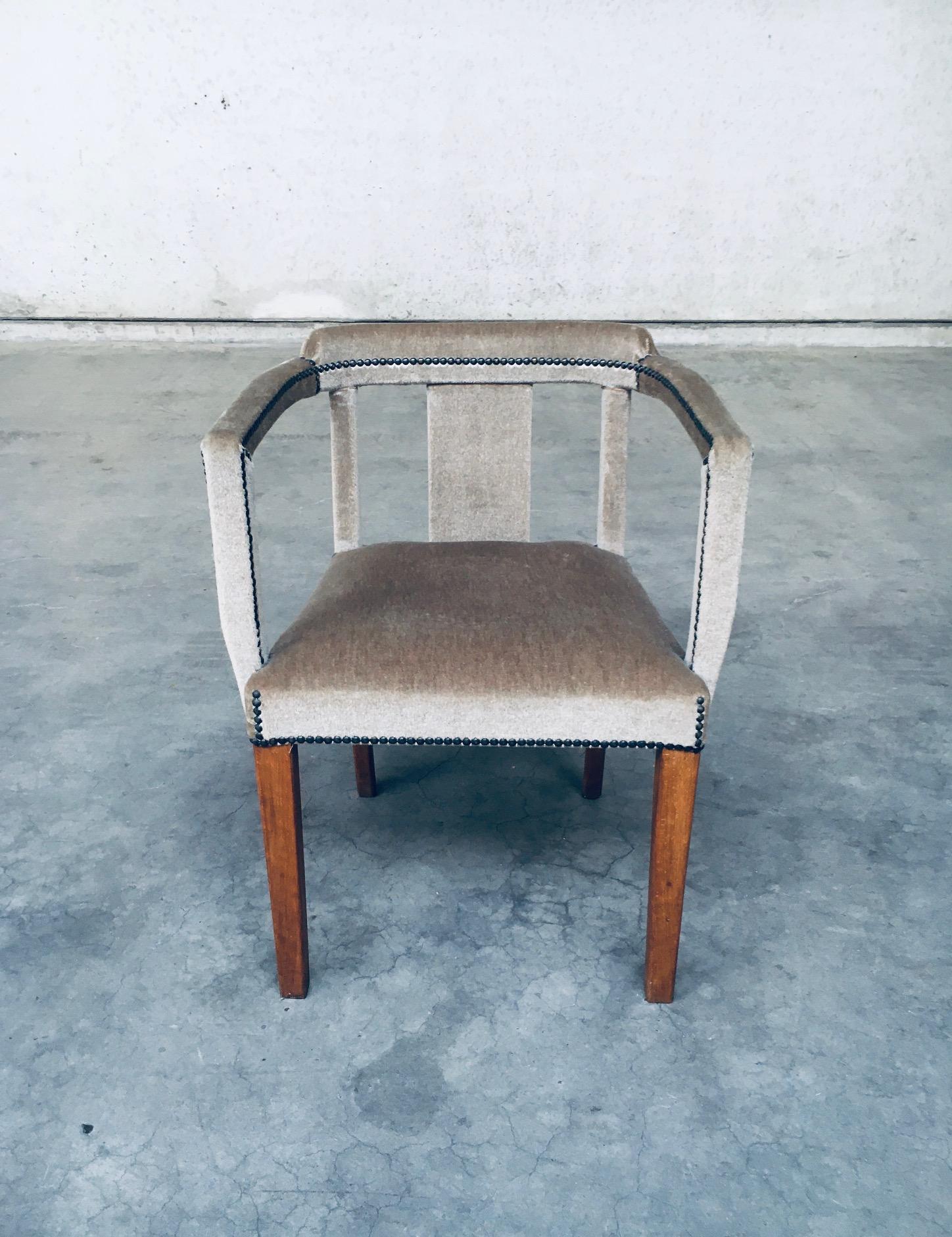 20th Century 1920's Boudoir Velvet Side Arm Chair For Sale
