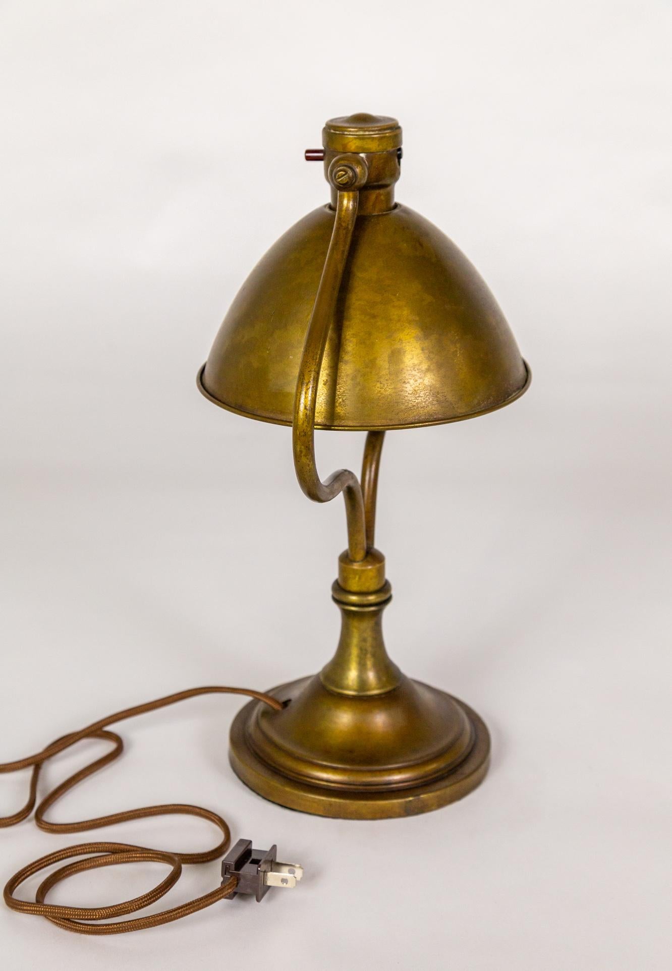 20th Century 1920s Bradley & Hubbard Brass Harp Desk Lamp