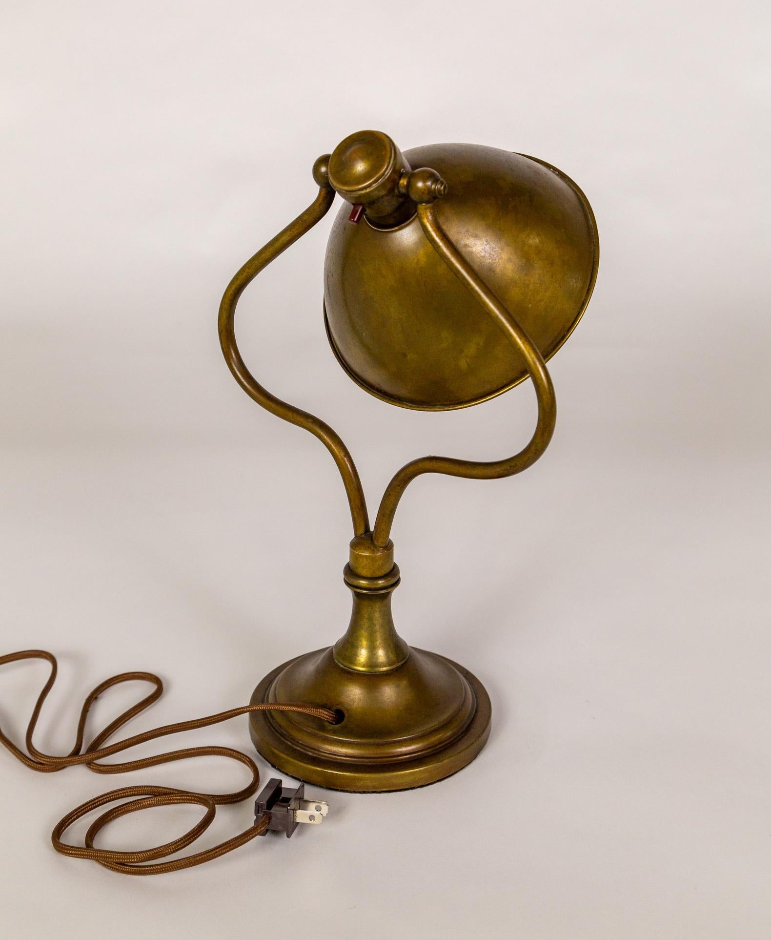 1920s Bradley & Hubbard Brass Harp Desk Lamp 1