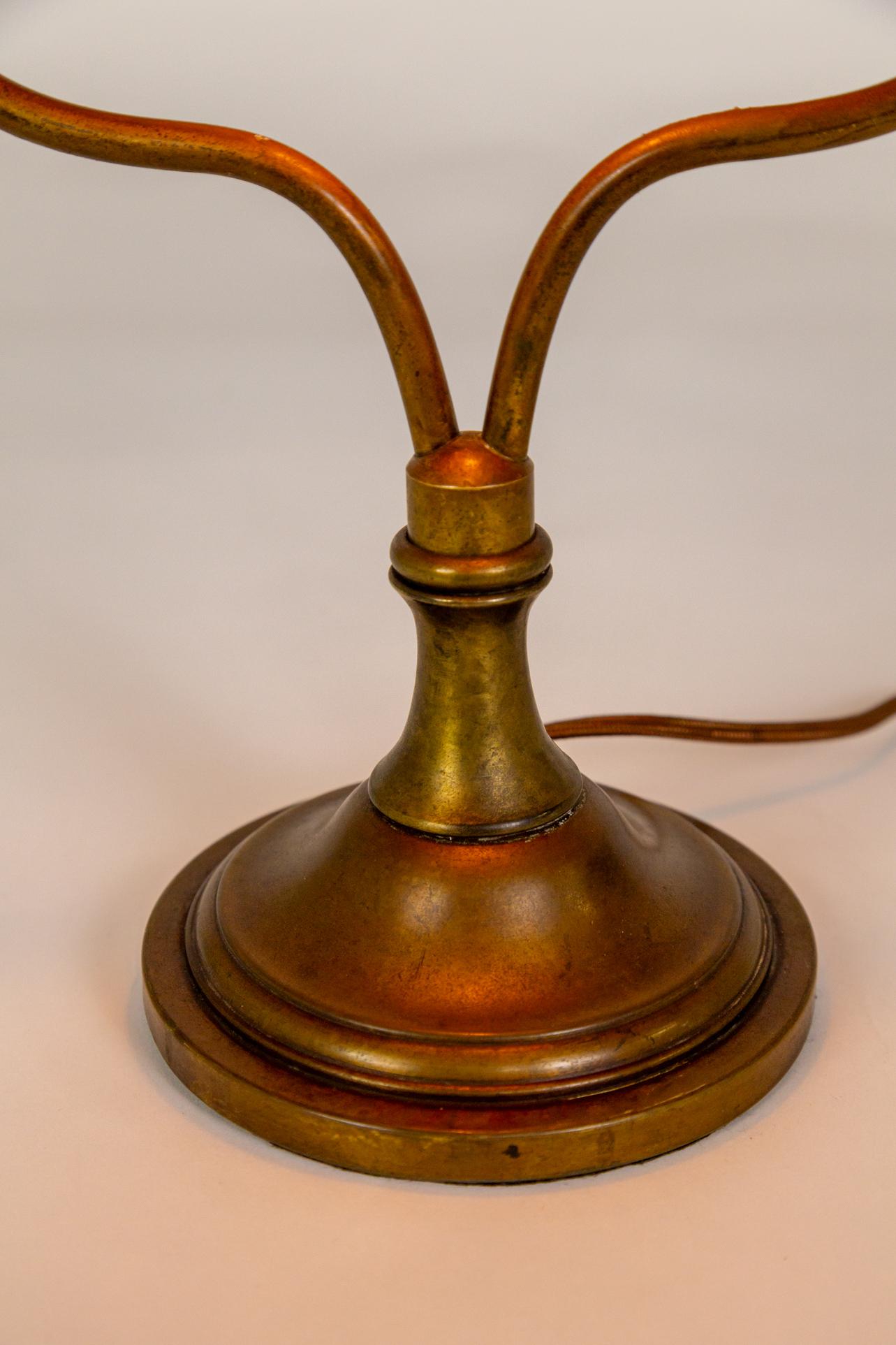 1920s Bradley & Hubbard Brass Harp Desk Lamp 3