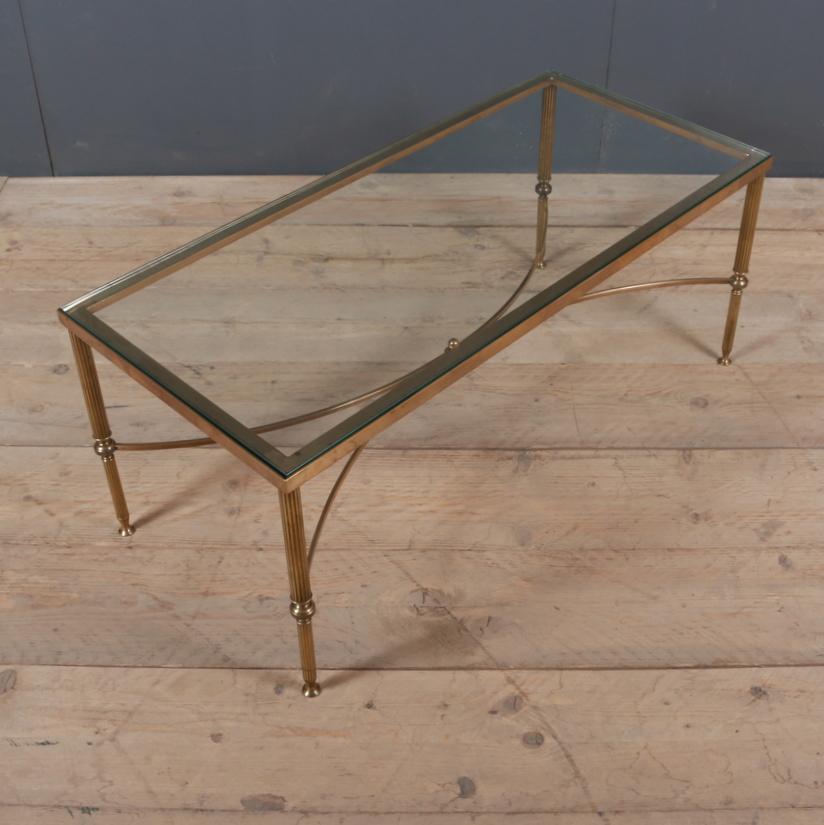 1920s French brass and glass low table with clear glass

Dimensions
40 inches (102 cms) wide
18 inches (46 cms) deep
16.5 inches (42 cms) high.

  