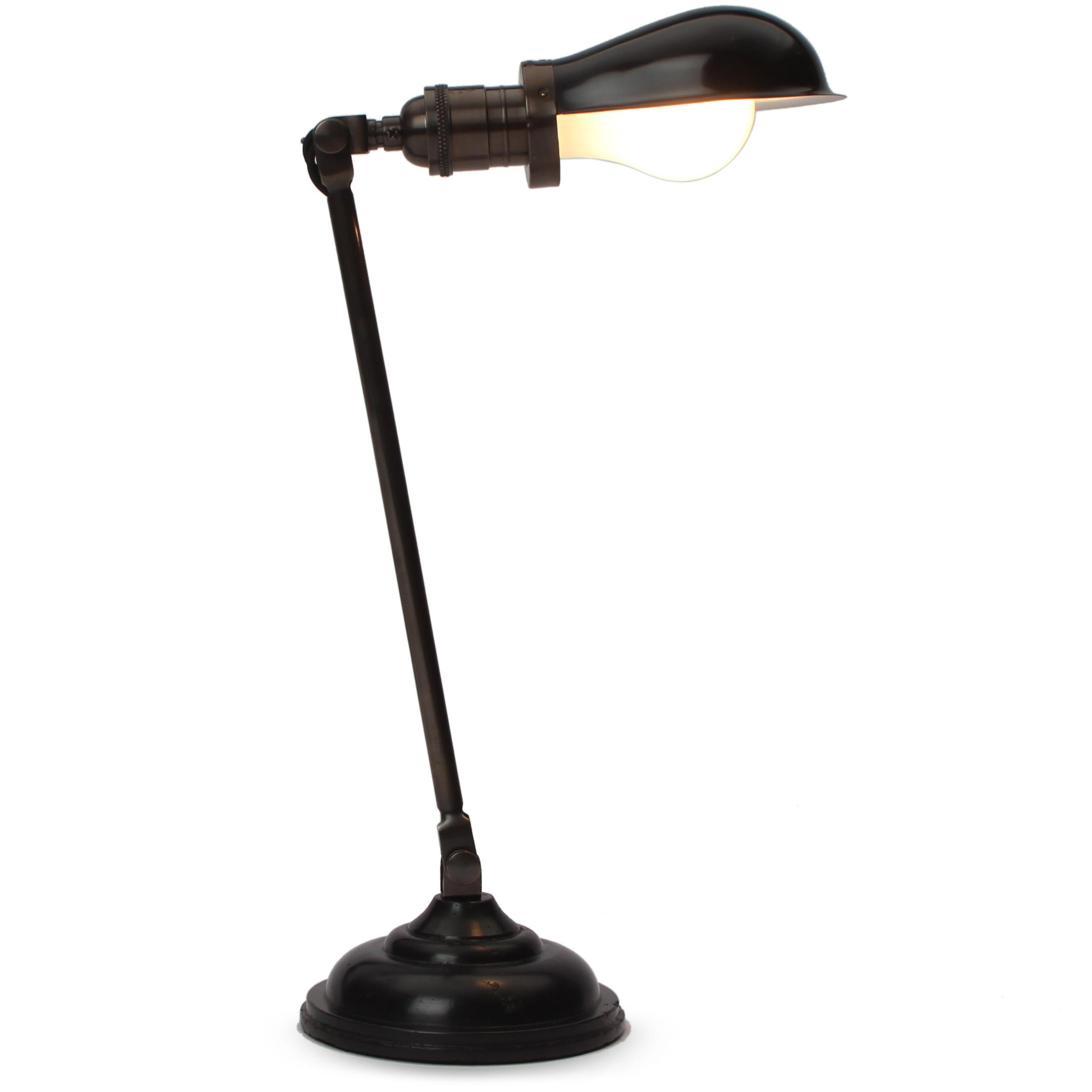 1920s Brass Articulated Industrial Desk Lamp For Sale 5