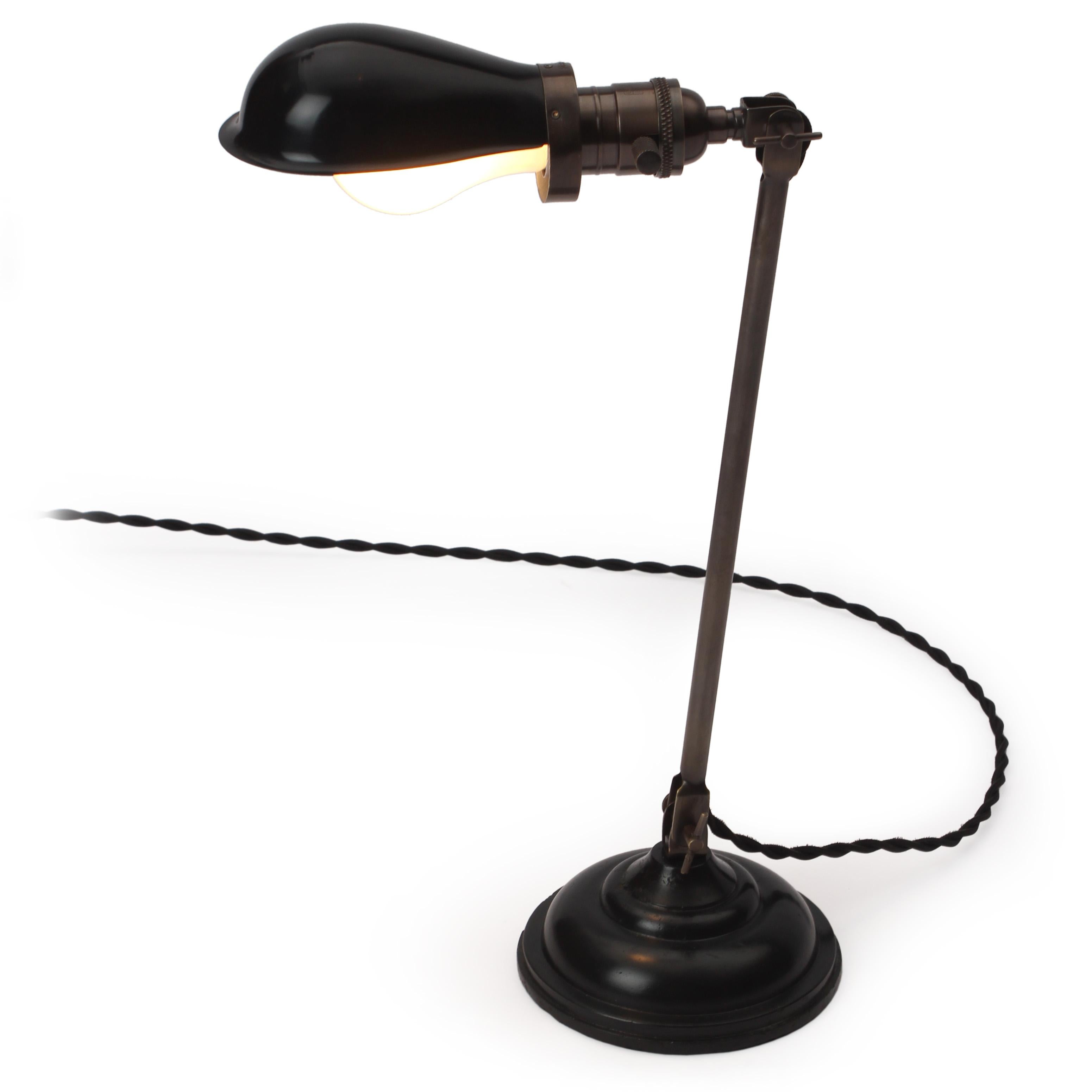 1920s Brass Articulated Industrial Desk Lamp For Sale 6
