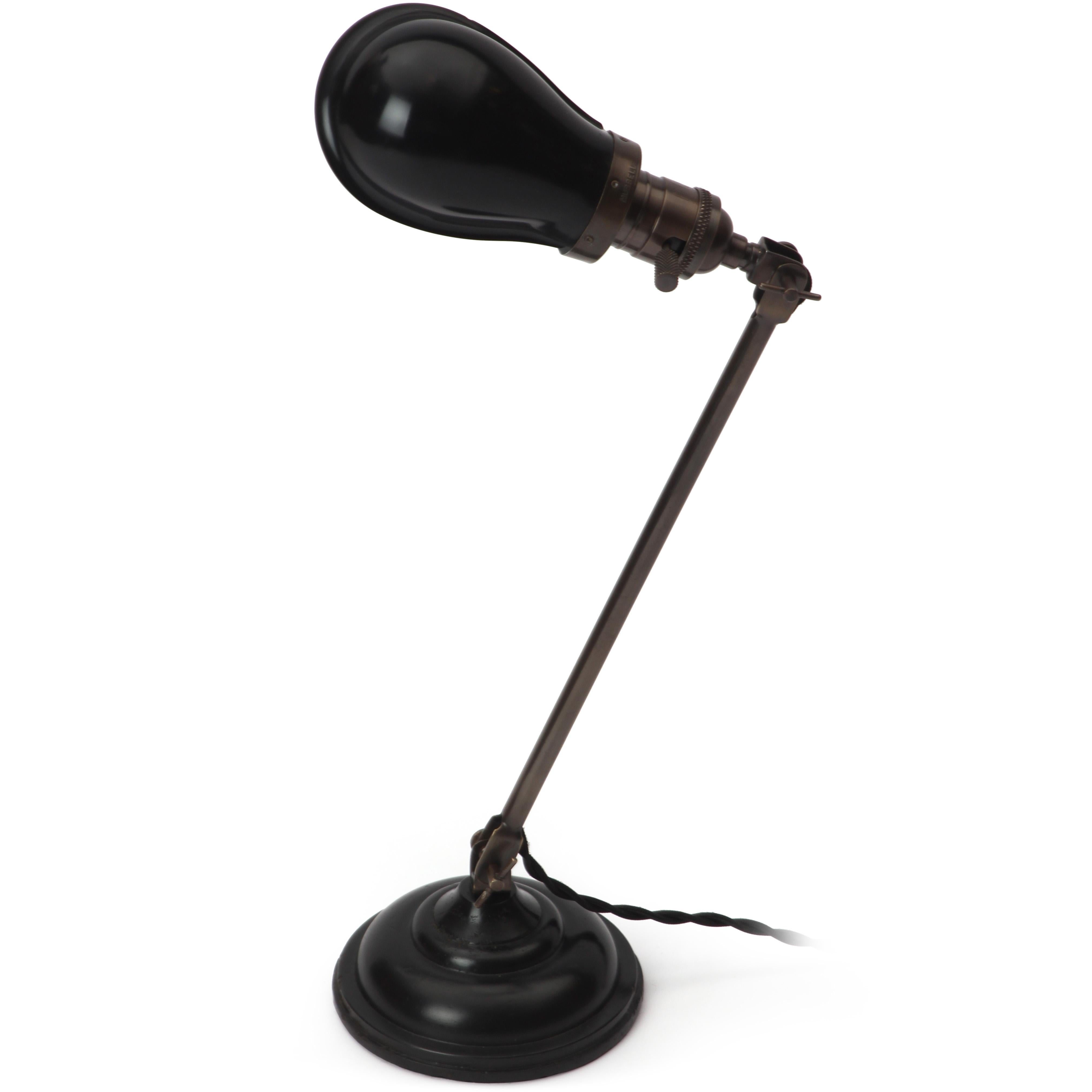 1920s Brass Articulated Industrial Desk Lamp In Good Condition For Sale In Sagaponack, NY