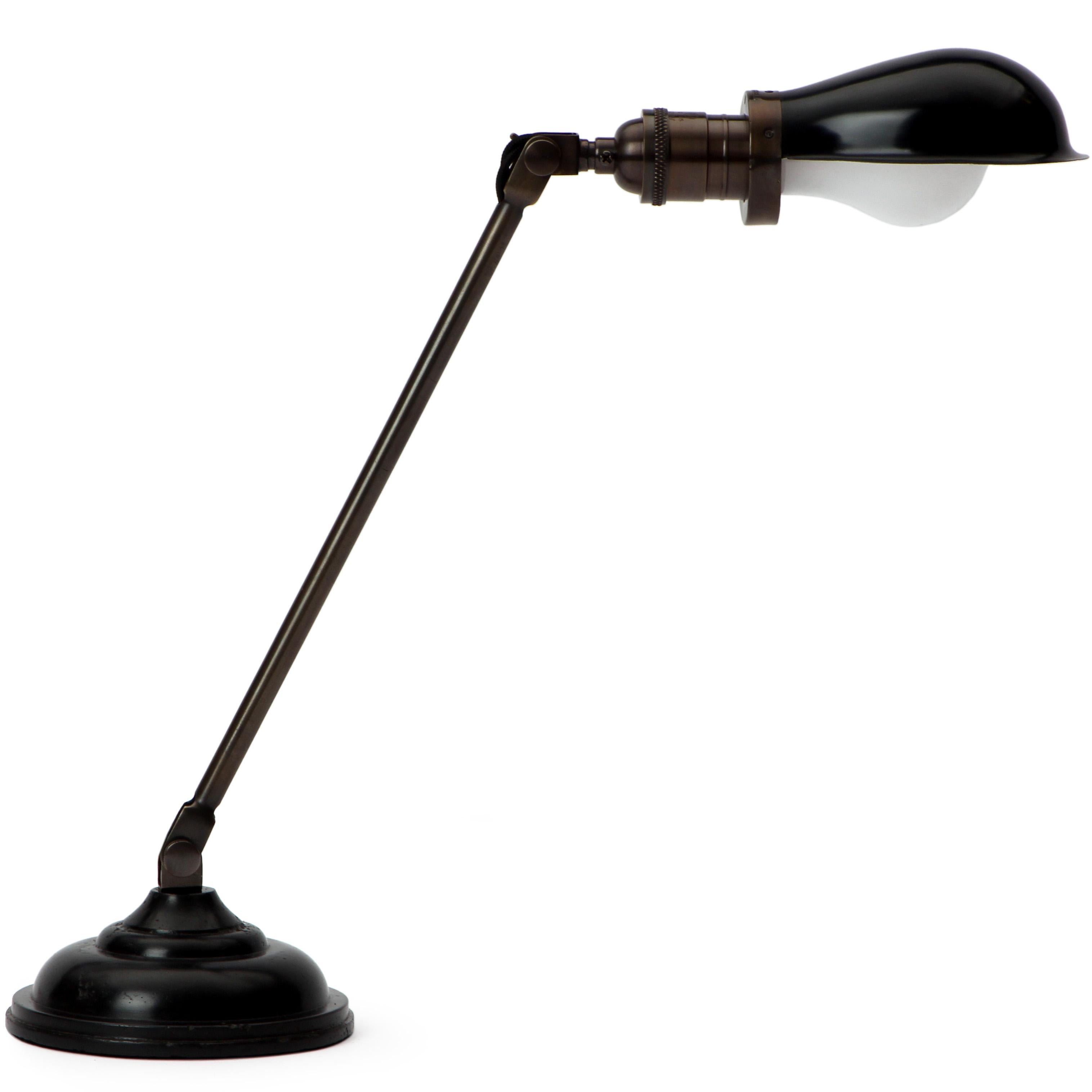 1920s Brass Articulated Industrial Desk Lamp For Sale