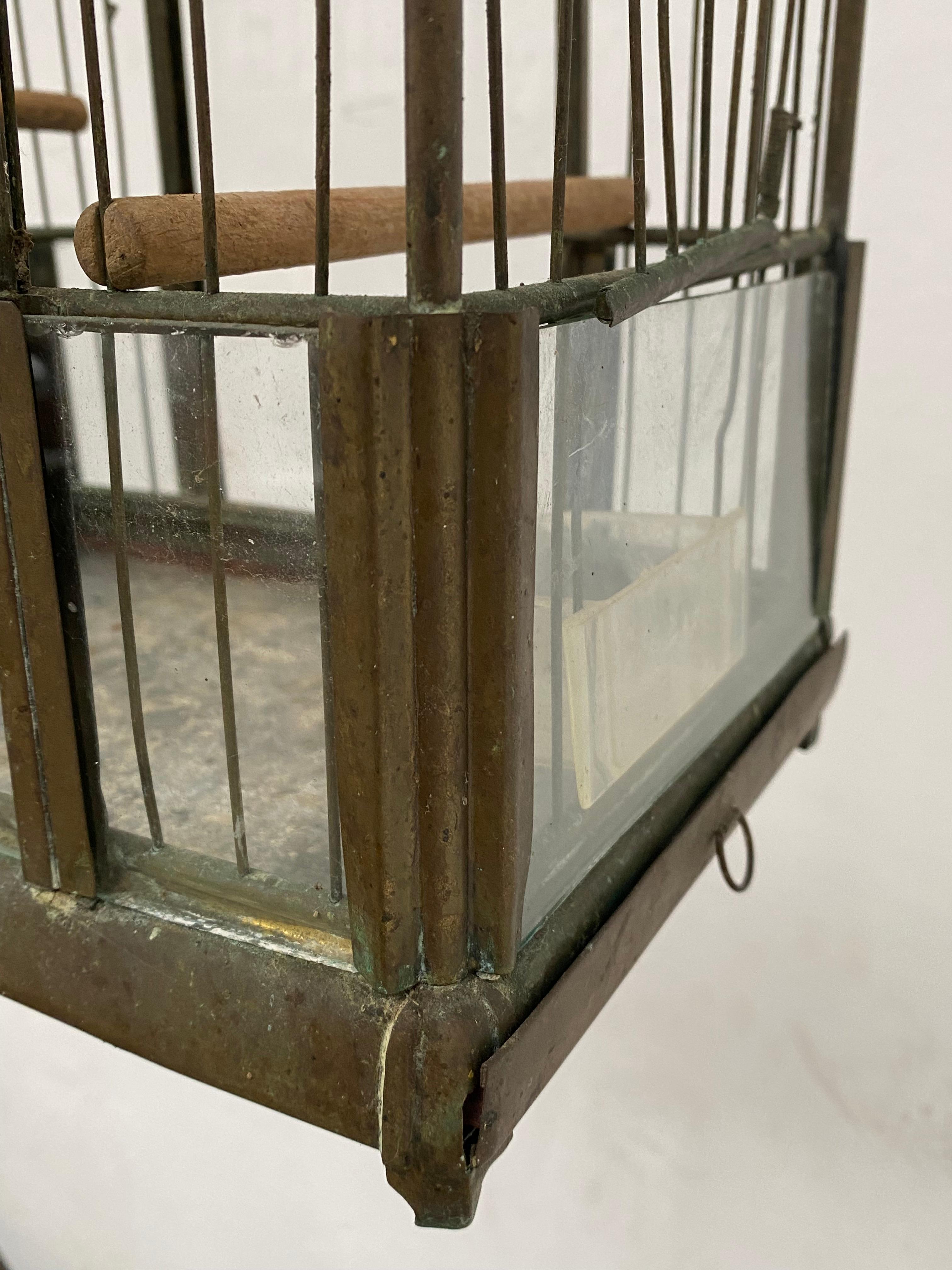 1920's Brass Bird Cage on Adjustable Stand Beautiful Original Aged Patina  4