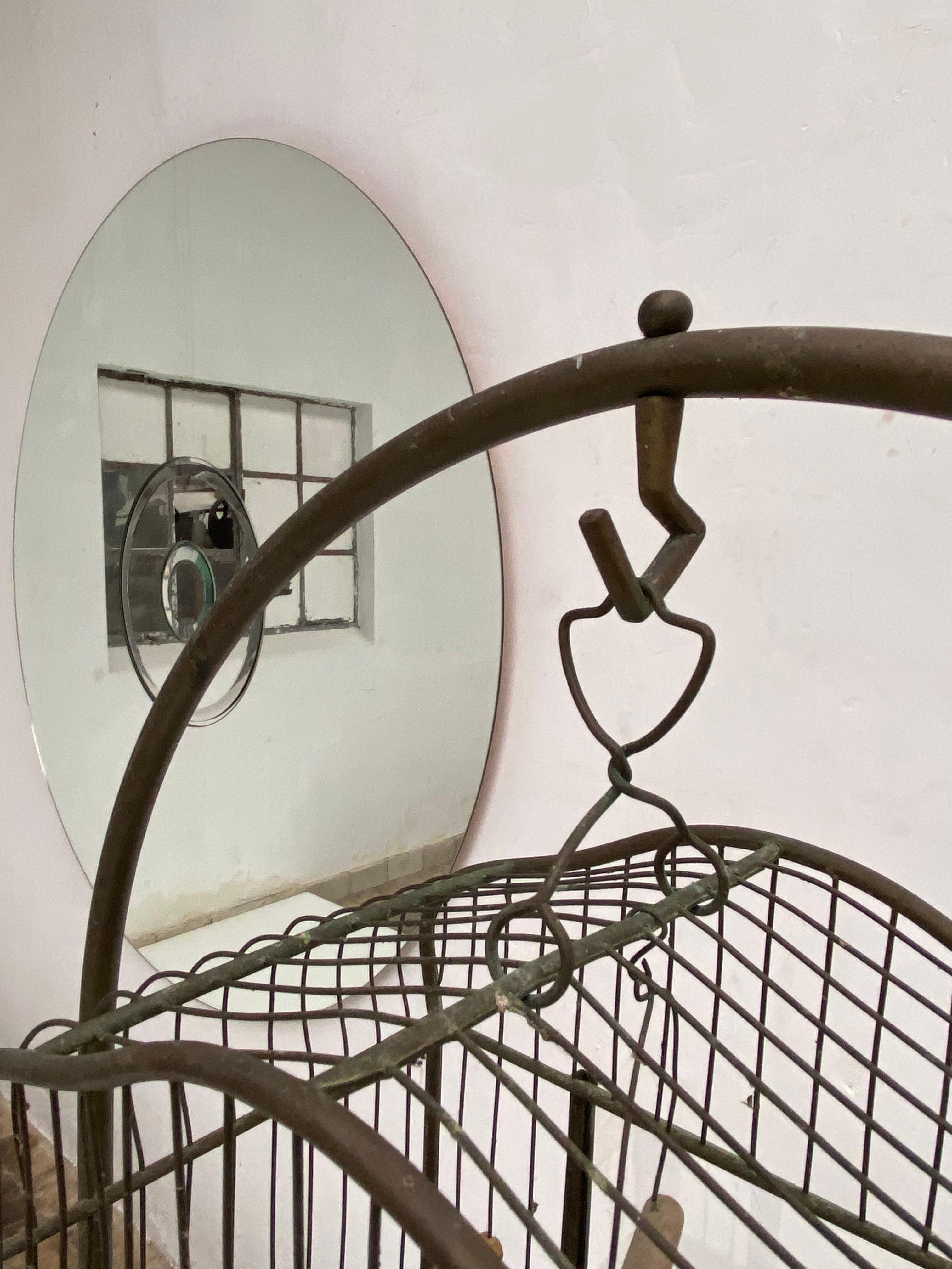 20th Century 1920's Brass Bird Cage on Adjustable Stand Beautiful Original Aged Patina 