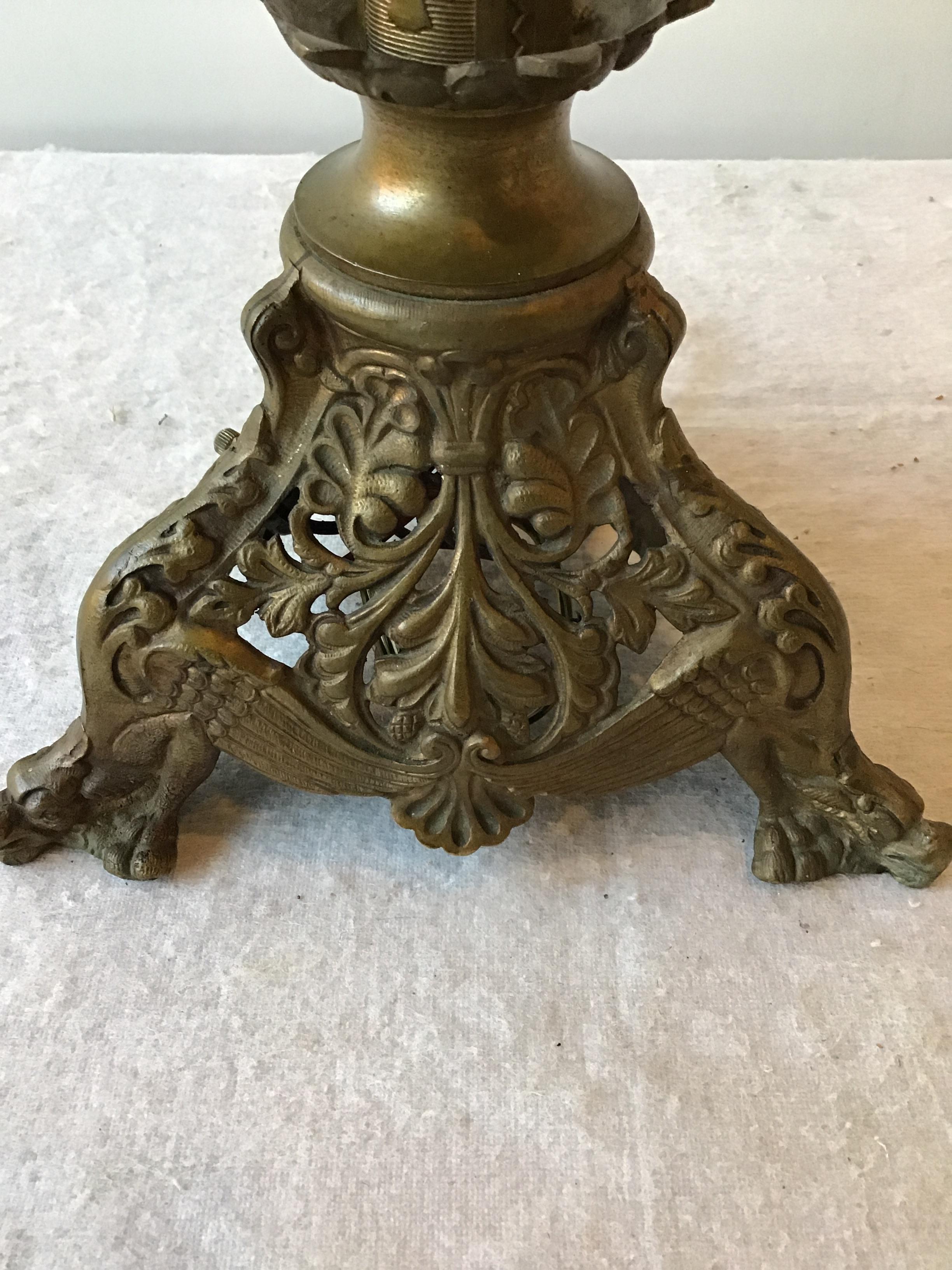 1920s Brass Church Candlestick Lamps For Sale 5