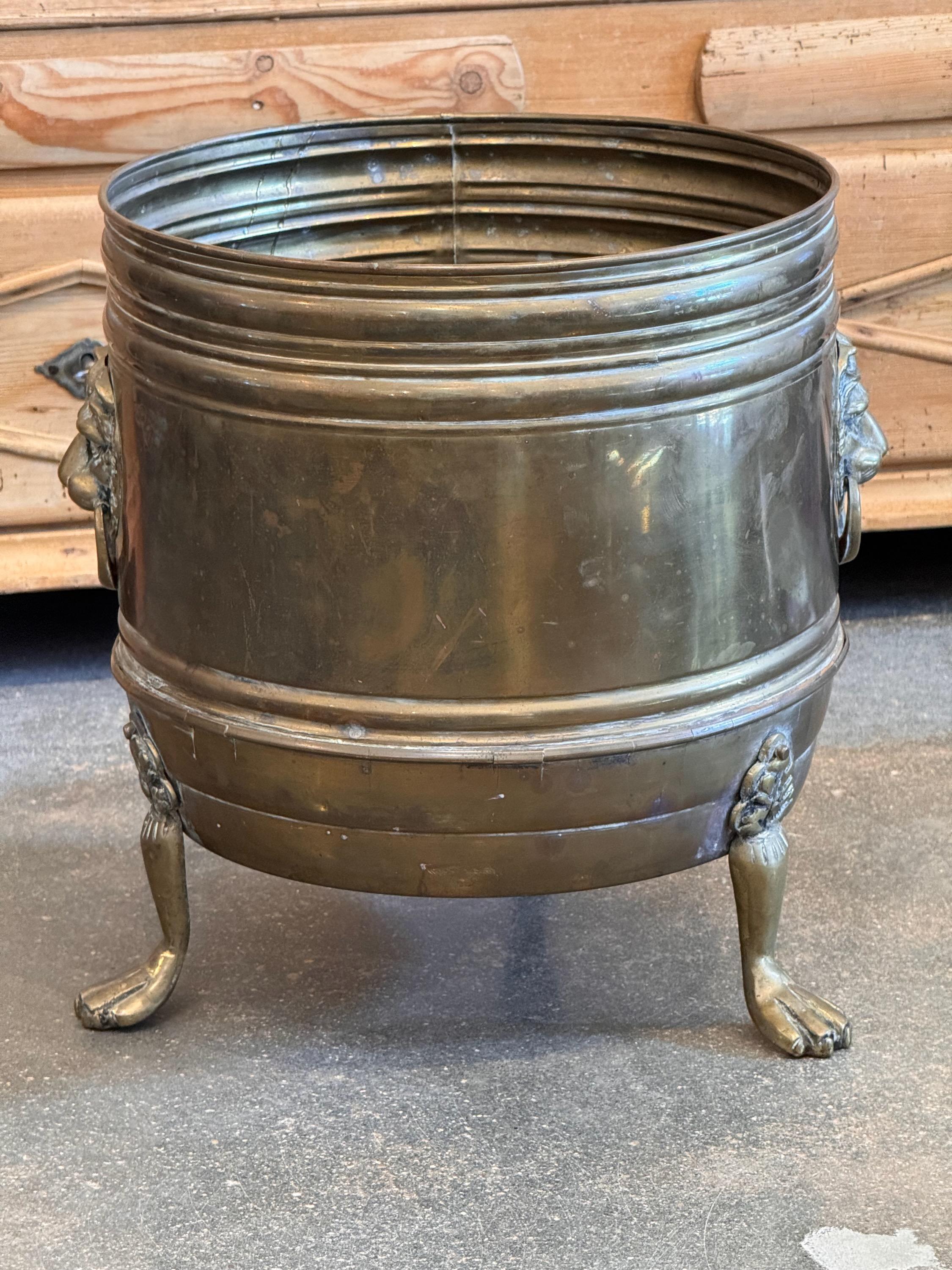 British 1920s Brass Coal Hod For Sale