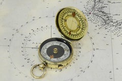 1920s Brass Nautical Magnetic PocketCompass Antique Marine Navigation Instrument